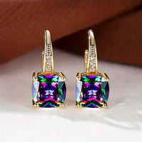 Aretes de Argolla con Piedra Mística | Oro