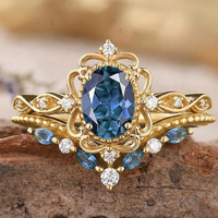 Azelia Set de Anillos Corona de Zafiro | Oro
