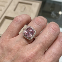 Anillo de Zafiro Rosa Corte Cushion | Oro Rosa