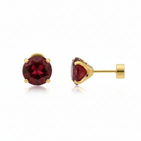 Aretes Stud Redondos de Rubí | Oro