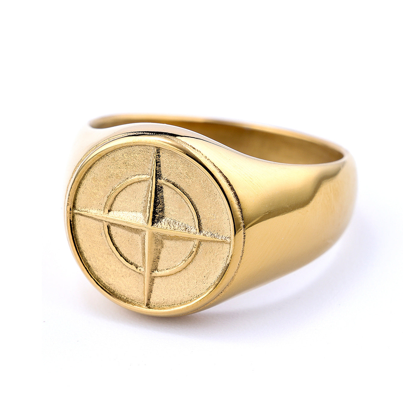 Anillo de Sello Brújula Clásico | Oro Blanco