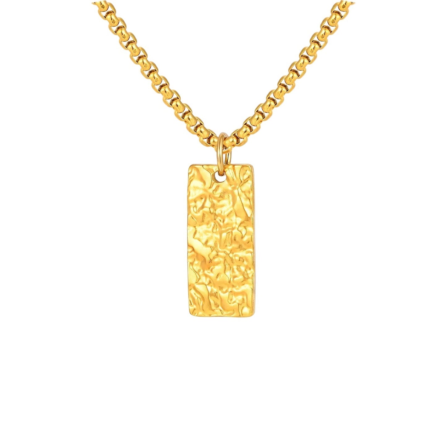 Collar Barra Martillada Ziven | Oro Blanco
