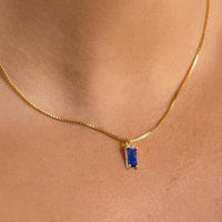Collar con Dije de Zafiro Minimalista | Oro Blanco