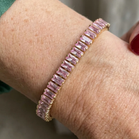 Pulsera Tennis Vertéa de Zafiro Rosa | Oro