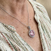 Collar Halo Loto Rosa | Oro Blanco