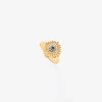 Anillo Giratorio Sunburst de Zafiro | Oro