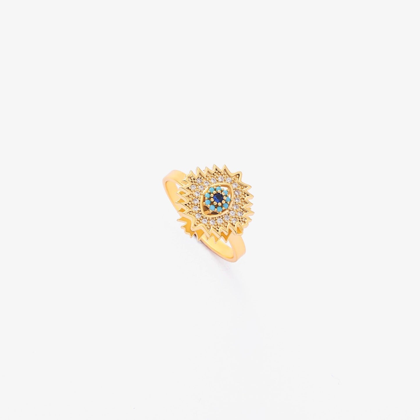 Anillo Giratorio Sunburst de Zafiro | Oro