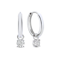 Aretes de Argolla Larmes de Lune con Piedra | Oro Blanco