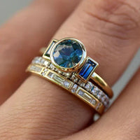 Set de Anillos Azul Elegante Antiguo | Oro