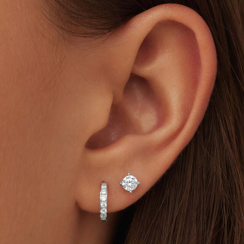 Dara Brillane Set de Aretes con Piedra | Oro Blanco