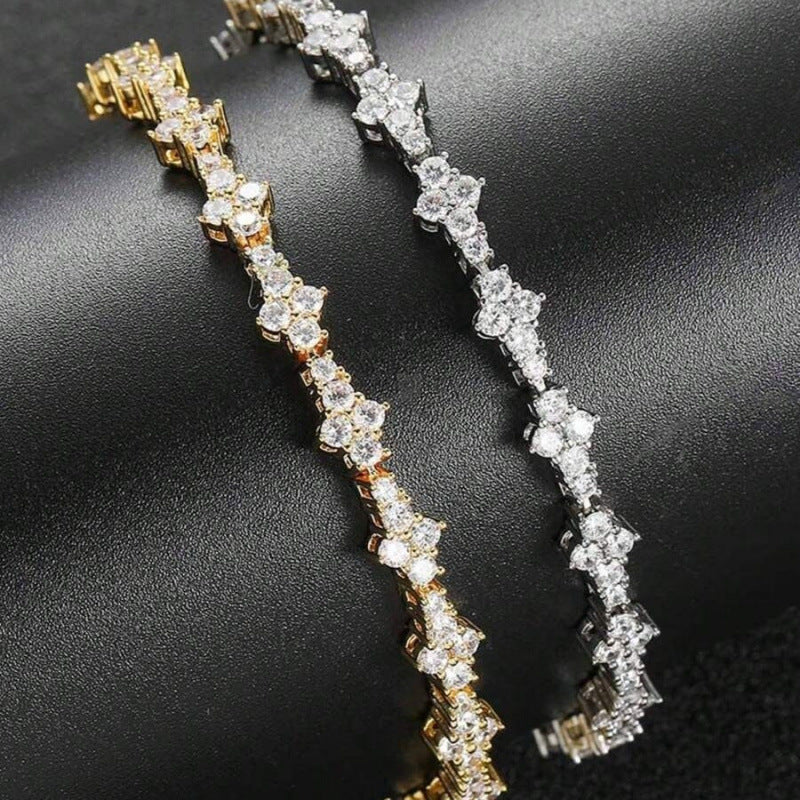 Pulsera Tennis Cluster Clásica | Oro Blanco