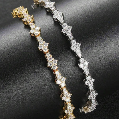 Pulsera Tennis Cluster Clásica | Oro Blanco