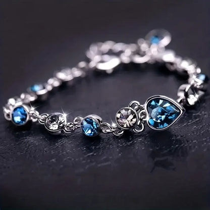 Pulsera Corazón de Océano | Oro Blanco