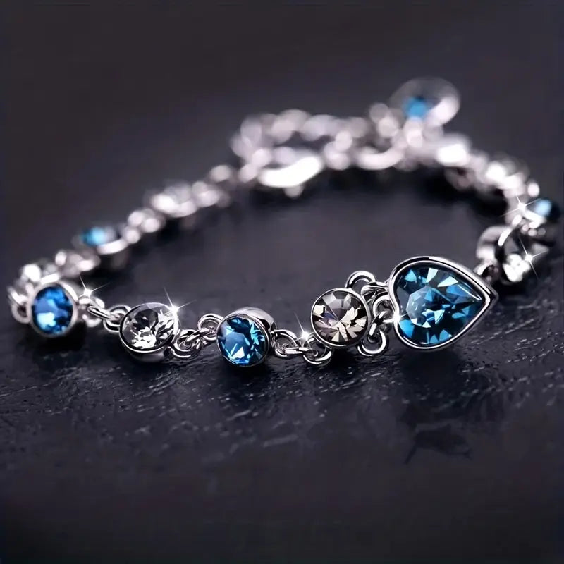 Pulsera Corazón de Océano | Oro Blanco