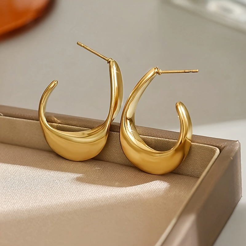 Aretes de Argolla Media Luna Esculpida | Oro