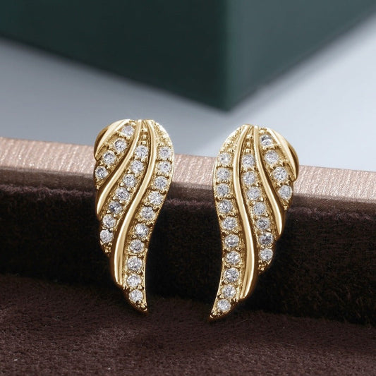 Aretes Pavé de Hoja Moderna | Oro