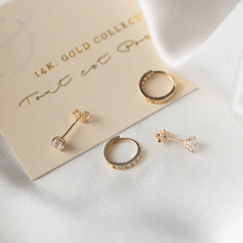Dara Brillane Set de Aretes con Piedra | Oro