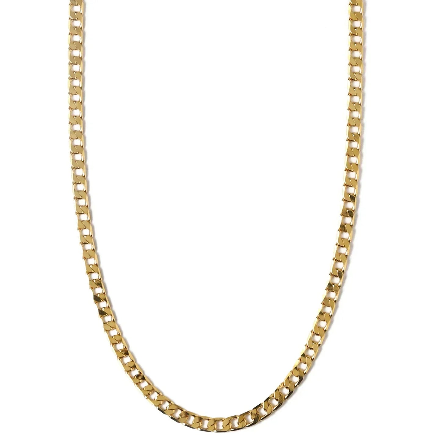 Collar de Cadena Curb de Eslabones Planos | Oro Blanco