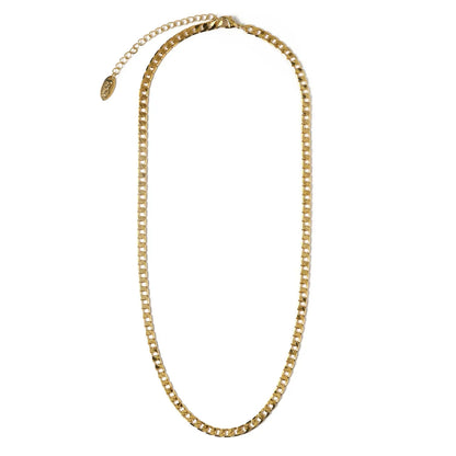 Collar de Cadena Curb de Eslabones Planos | Oro Blanco