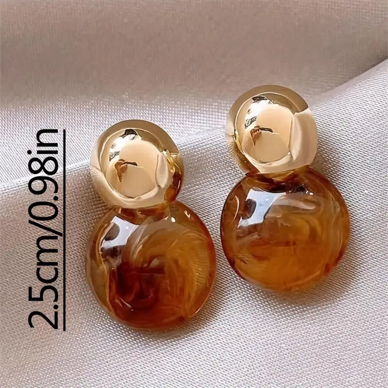 Aurélie Aretes Colgantes de Ámbar | Oro
