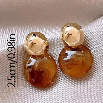 Aurélie Aretes Colgantes de Ámbar | Oro