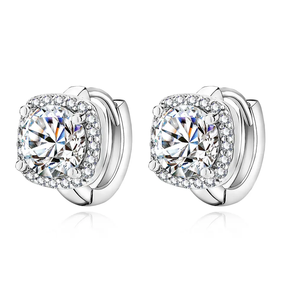 Nadine Aretes Cuadrados | Oro Blanco