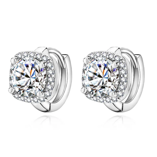 Nadine Aretes Cuadrados | Oro Blanco