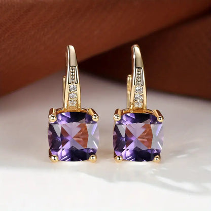 Aretes de Argolla con Piedra de Zafiro Místico | Oro