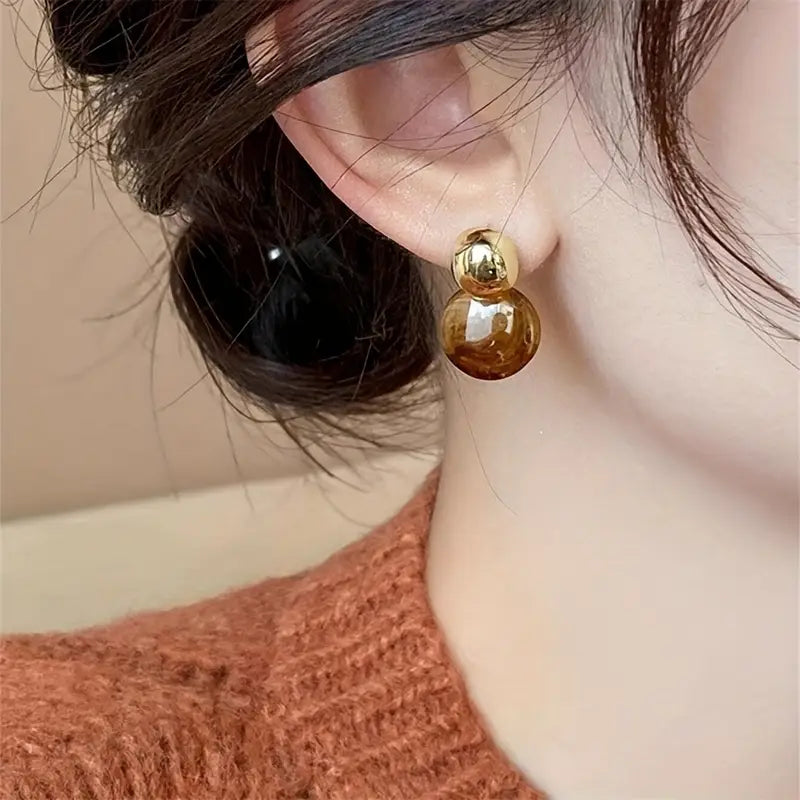 Aurélie Aretes Colgantes de Ámbar | Oro