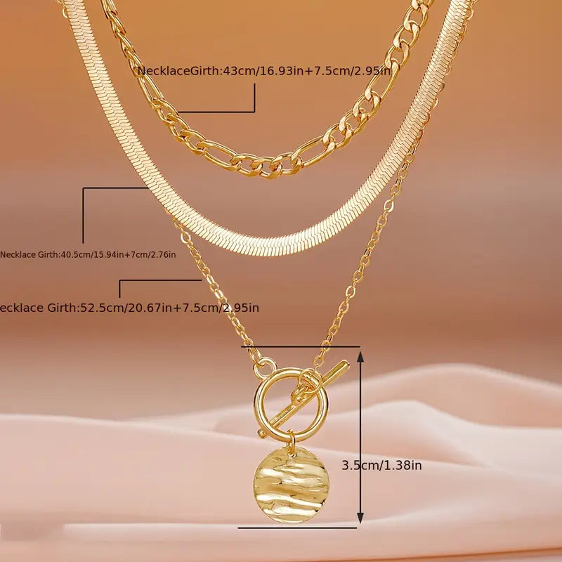 Savira Collar en Capas de Moneda Texturizada | Oro