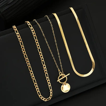 Savira Collar en Capas de Moneda Texturizada | Oro