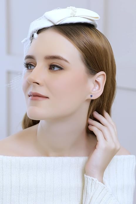 Aretes de Botón de Zafiro Clásicos | Oro Blanco