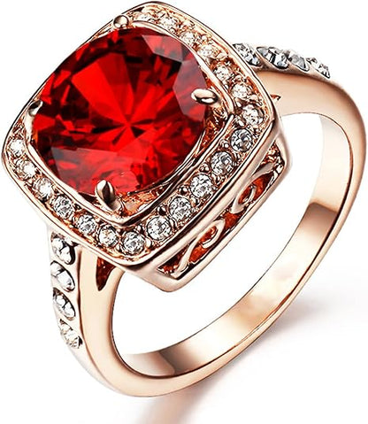 Anillo Statement de Rubí Halo | Oro Rosa