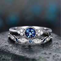Sapphriel Set de Anillos Corona | Oro Blanco