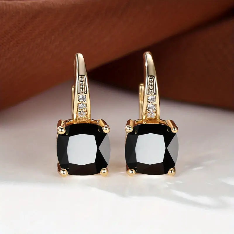Aretes de Argolla con Piedra Mística | Oro