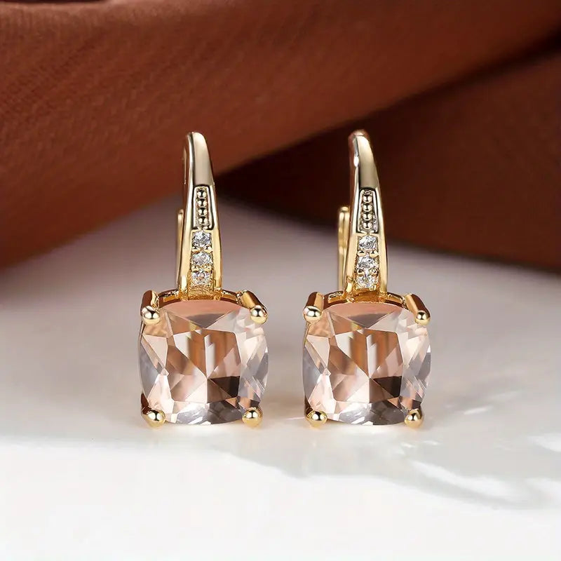 Aretes de Argolla con Piedra Mística | Oro