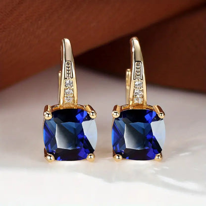 Aretes de Argolla con Piedra de Zafiro Místico | Oro