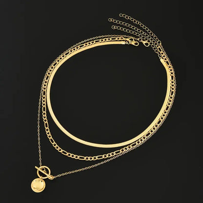 Savira Collar en Capas de Moneda Texturizada | Oro