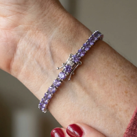 Pulsera Tennis de Amatista | Oro Blanco