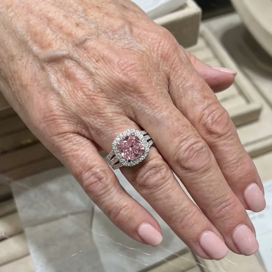 Anillo Halo Blush Empress | Oro Blanco