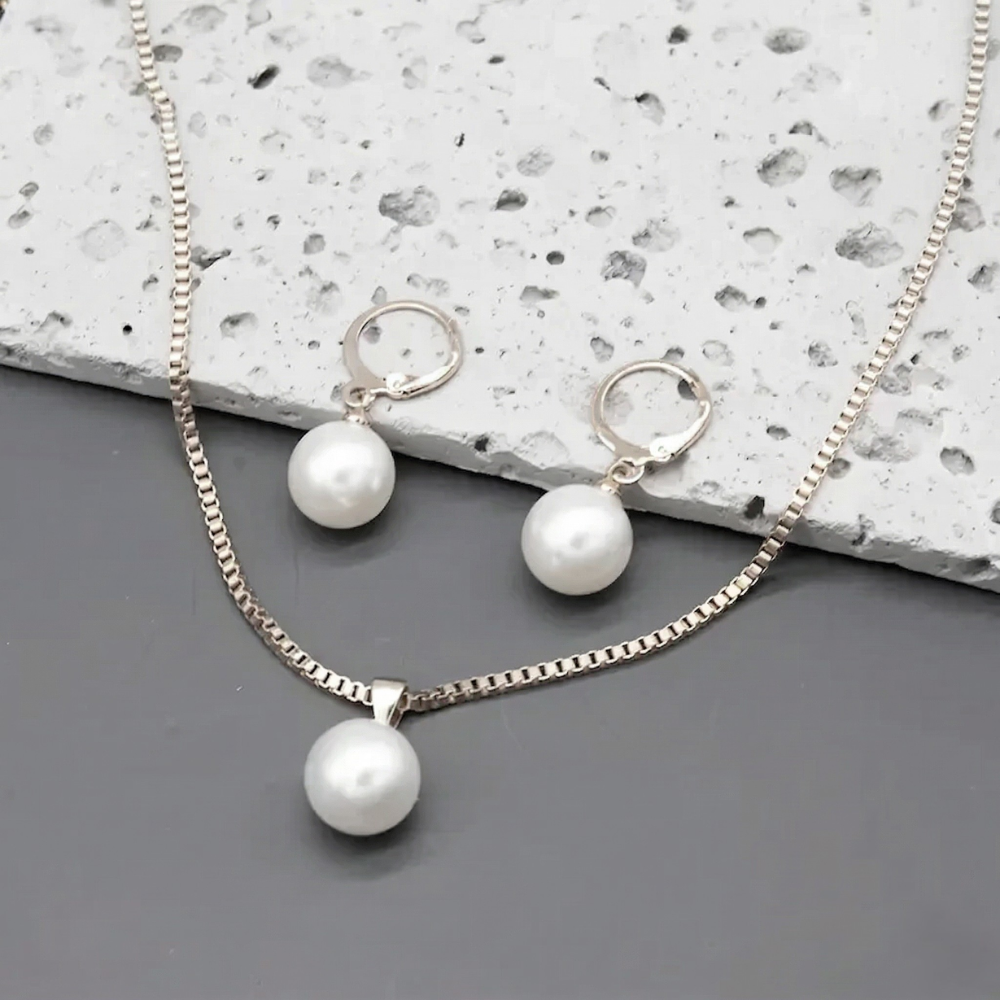 Golden Grace Set de Joyas con Perlas | Oro Blanco