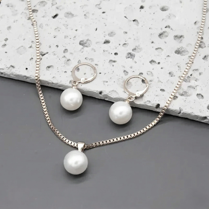 Golden Grace Set de Joyas con Perlas | Oro Blanco