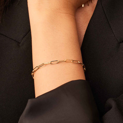 Pulsera Veneciana de Eslabón | Oro Blanco