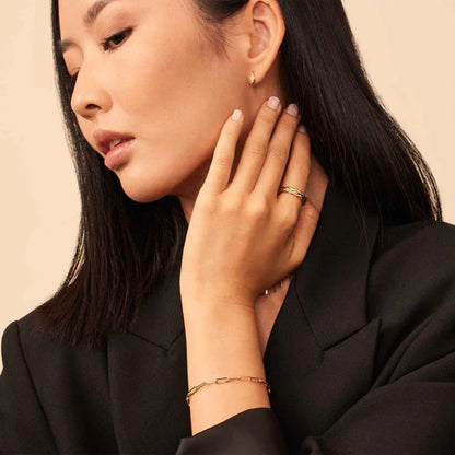 Pulsera Veneciana de Eslabón | Oro Blanco