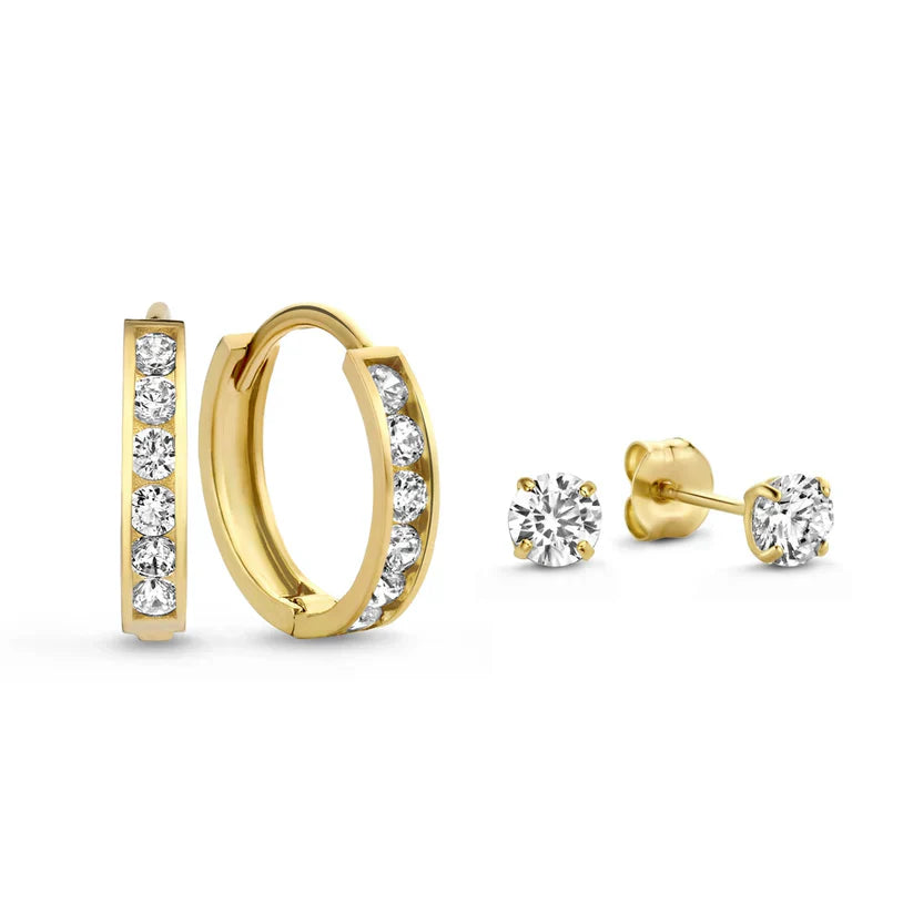 Dara Brillane Set de Aretes con Piedra | Oro