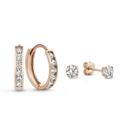 Dara Brillane Set de Aretes con Piedra | Oro Blanco