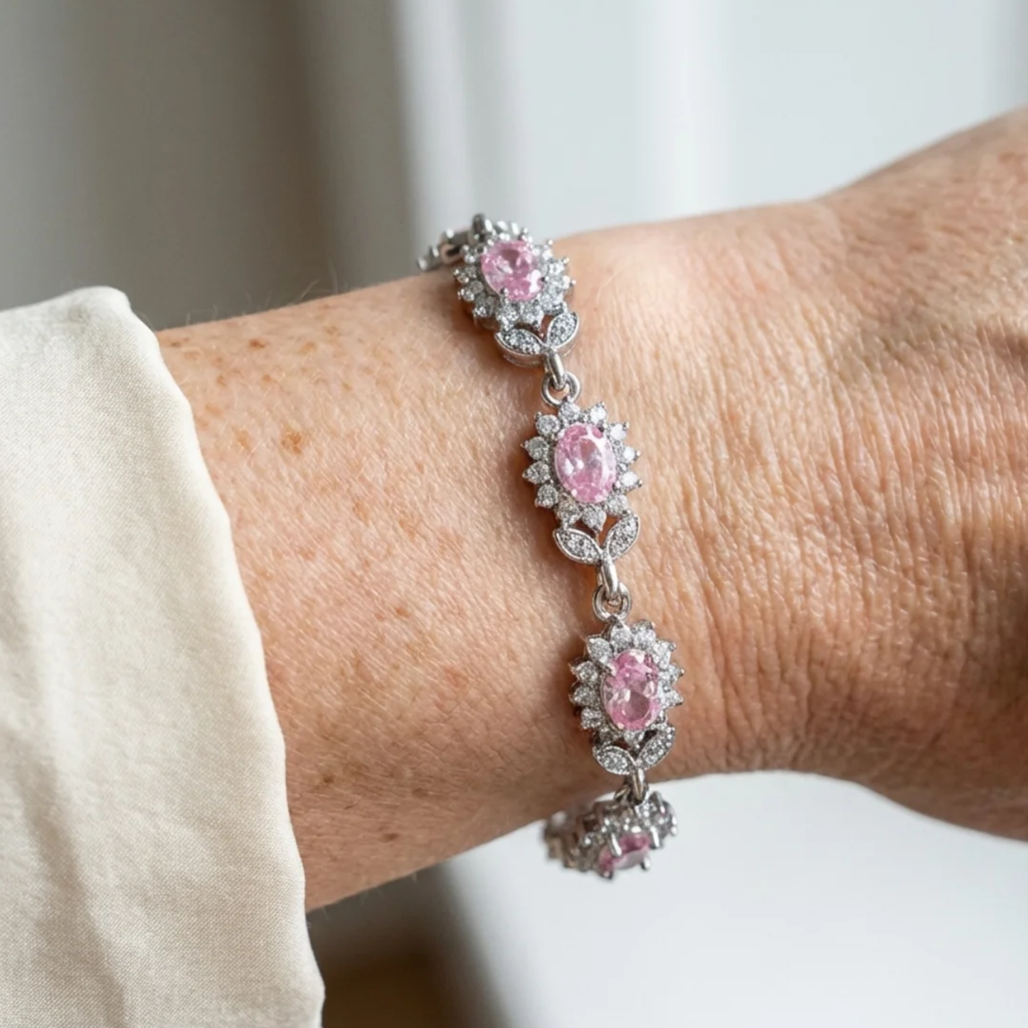 Iridessa Pinkthorn Pulsera | Oro Blanco