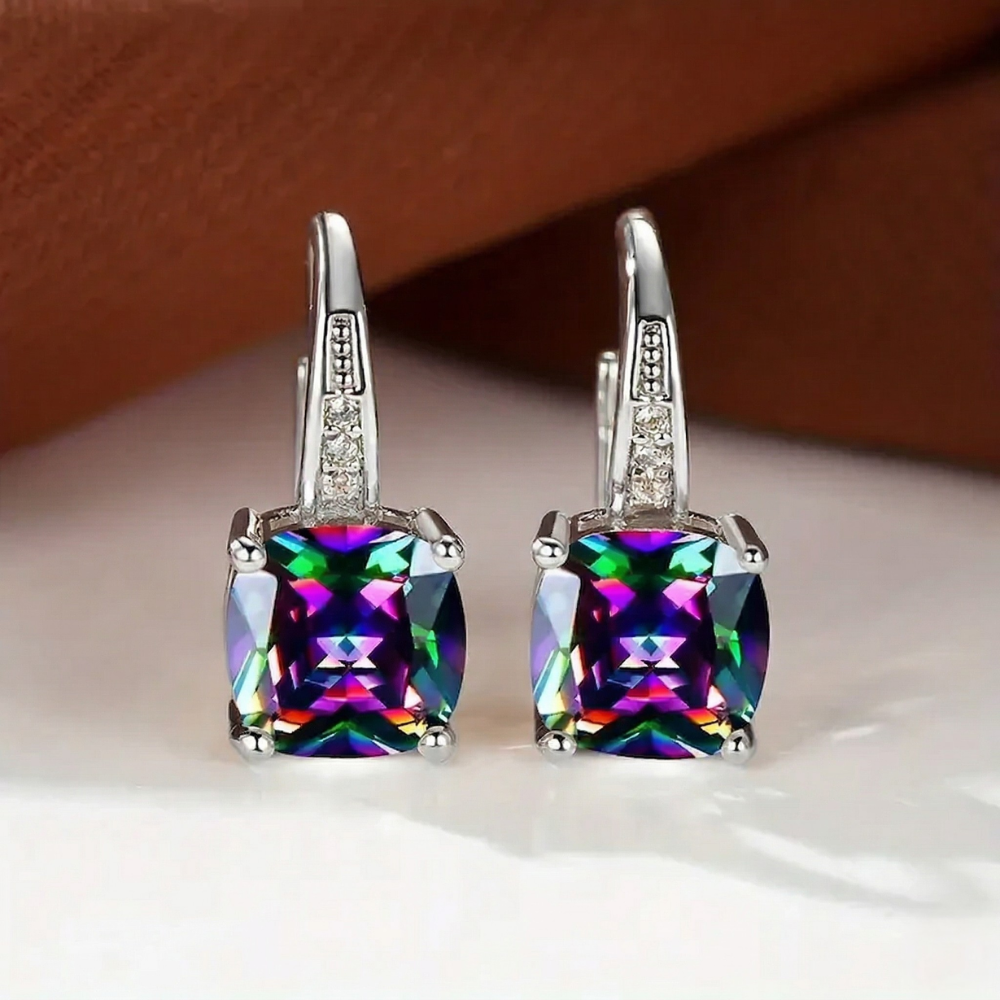 Aretes de Argolla con Piedra Mística | Oro