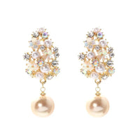 Aretes de Flor y Perla Elegantes | Oro