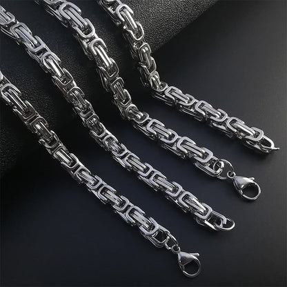 Collar de Cadena Bizantina Korvin | Oro Blanco